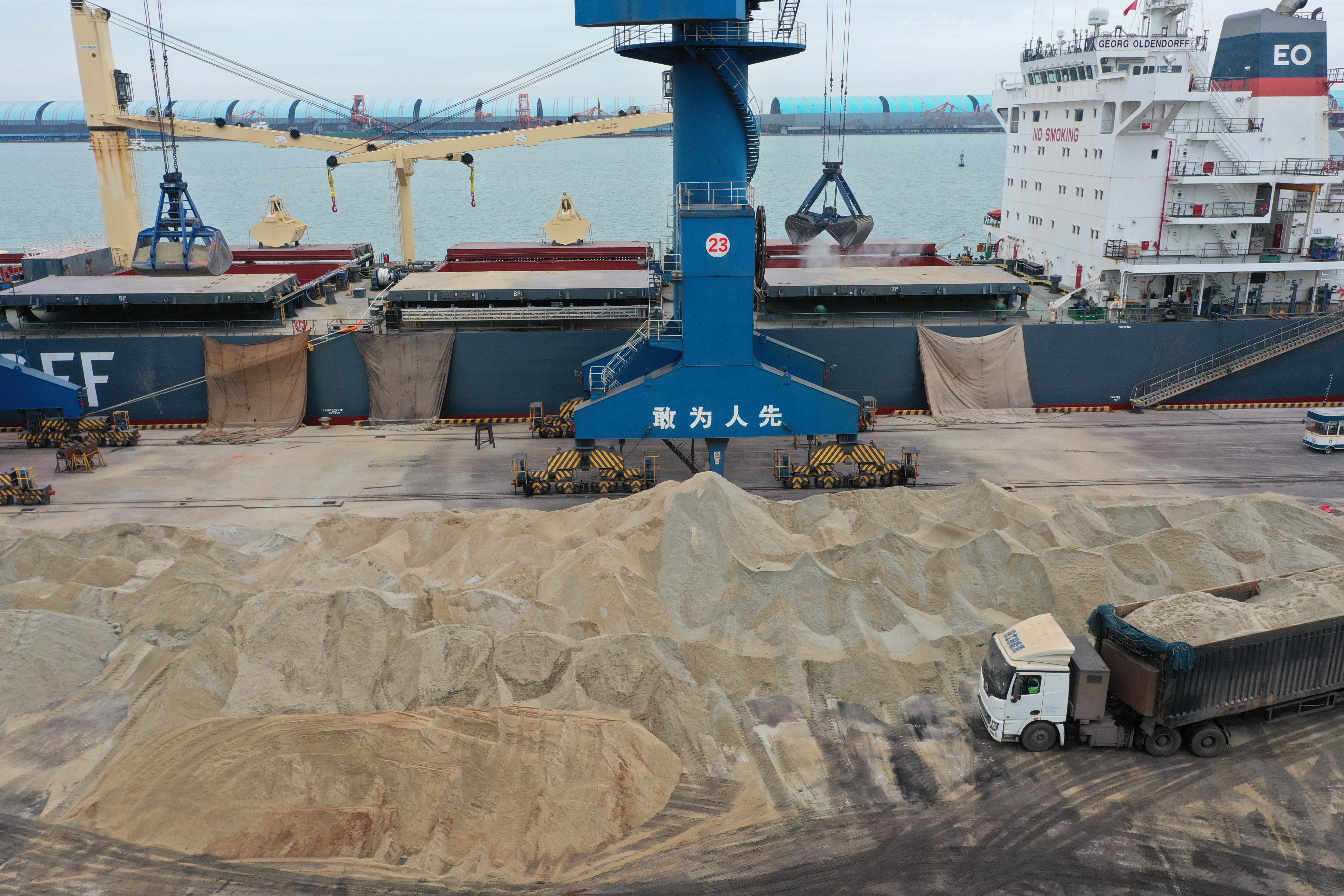 Close-up of supplementary cementitious materials including slag and fly ash