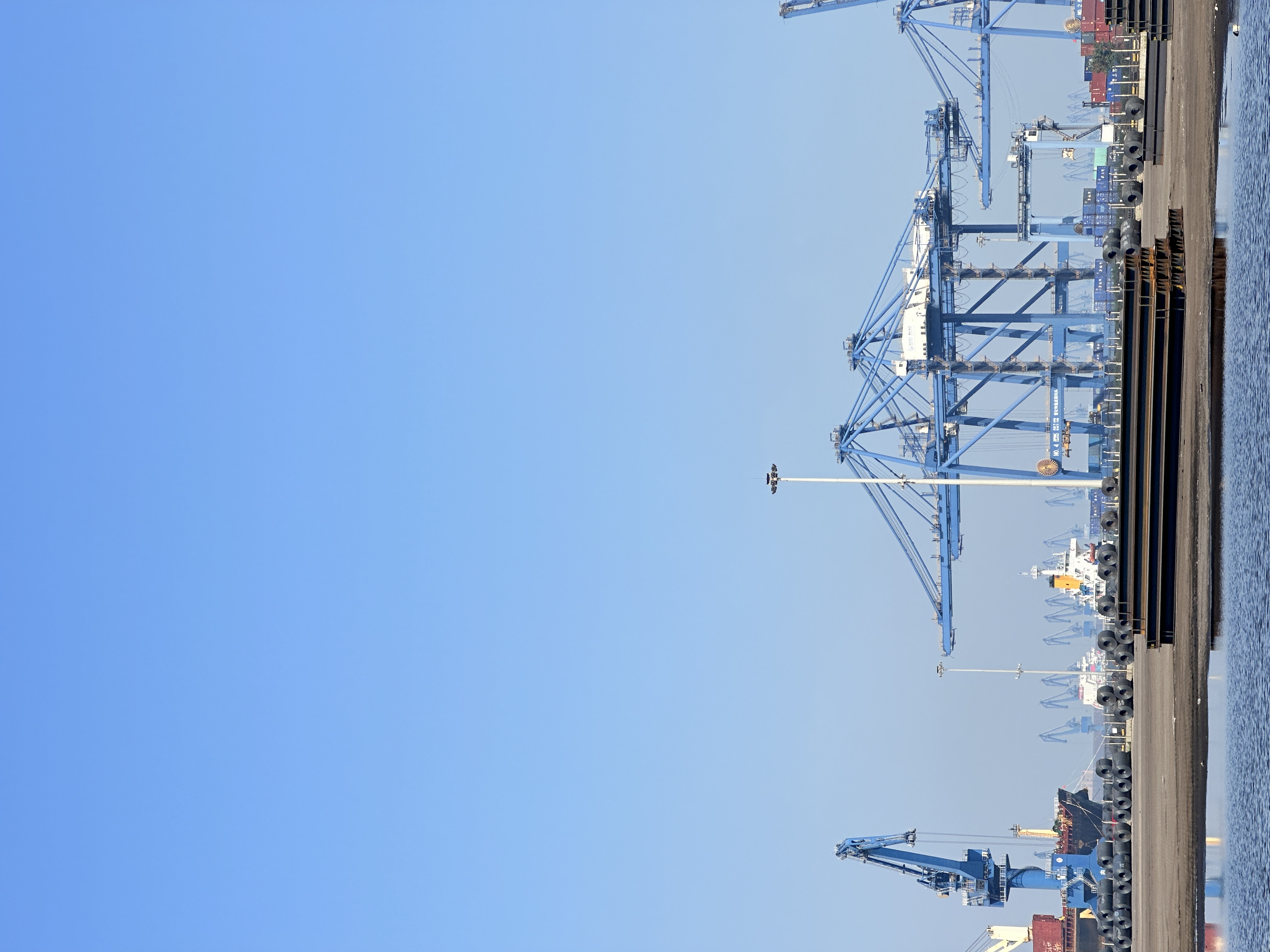 Bulk cement and clinker logistics scene at a Central African port
