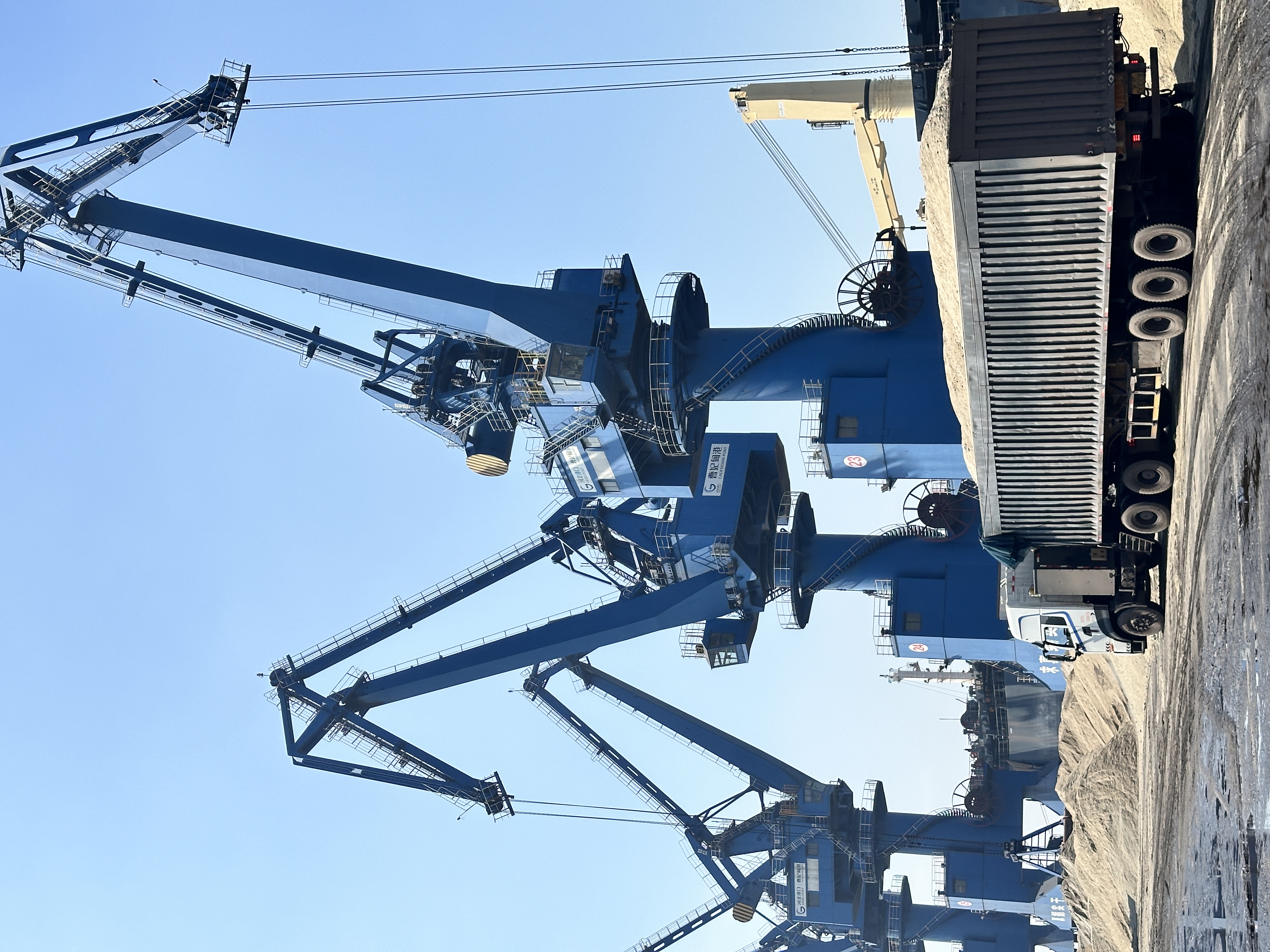 Port stockyard scene representing regional clinker logistics and destination-focused execution